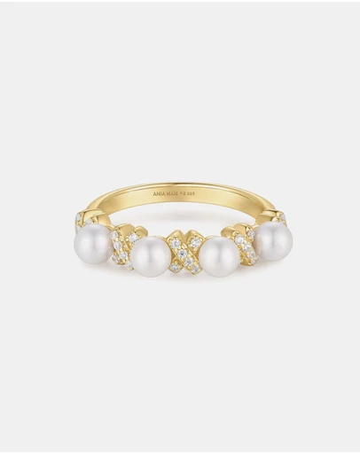 Ania Haie - Gold Sparkling Braided Shell Pearl Ring