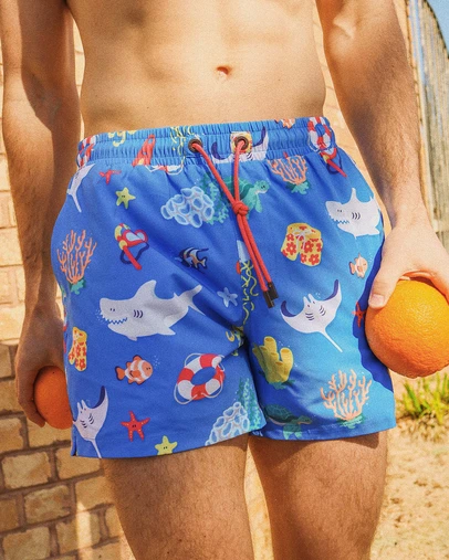 Skwosh - Great Barrier Reef Men's Eco Swim Shorts in Blue