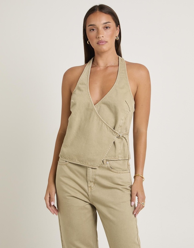 Subtitled - Delilah Denim Halter Neck Top