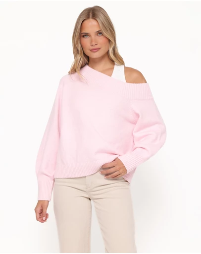 Petal & Pup - Ailis Off Shoulder Sweater - Pink