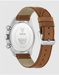 GUESS - Guess Dawson Mens Brown Silver Tone Multi-function Watch
