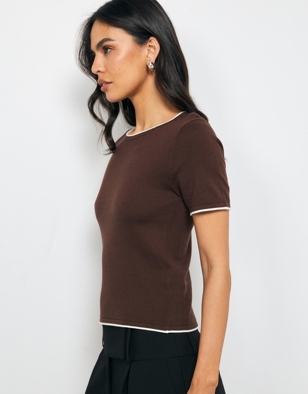 AERE - Ayla Contrast Organic Cotton Knit Top