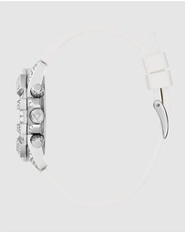 GUESS - ICONIC 40 Glamour 39mm Silver-Tone Case White Silicone Strap