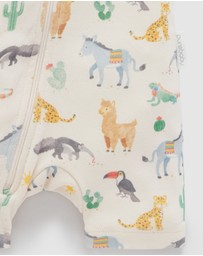 Purebaby - 2 Pack Short Sleeve Printed Growsuit -Babies