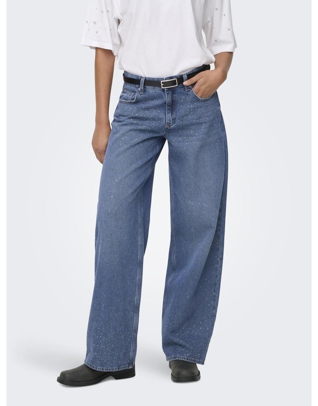 ONLY - Cath Wide Rhinestone Denim Jeans