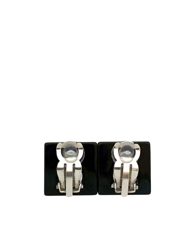 Pre-Loved by Azura Reborn - Pre-Loved CC Resin Rhinestone Square Clip On Earrings