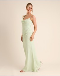 Six Stories - Cowl Front Asymmetrical Chiffon Bridesmaid Dress