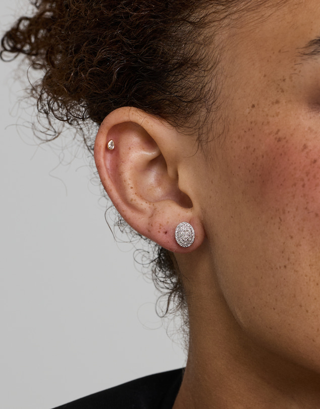 Michael Hill - 0.30 Carat TW Oval Shaped Diamond Cluster Stud Earrings in 10kt White Gold