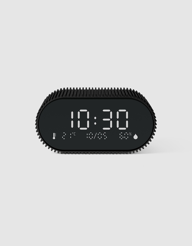 Lexon - Lexon Ray Clock Lcd Alarm Clock With Temperature / Humidity Display - Black