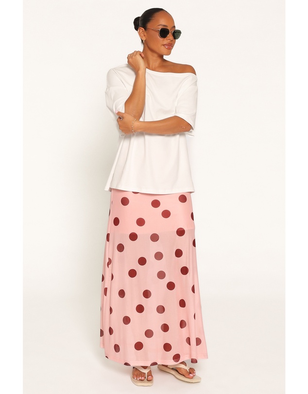 Petal & Pup - Milani Mesh Column Skirt - Pink Polka Dot