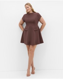 City Chic - Plus size Dynamic Cap Sleeve Skater Dress - chocolate
