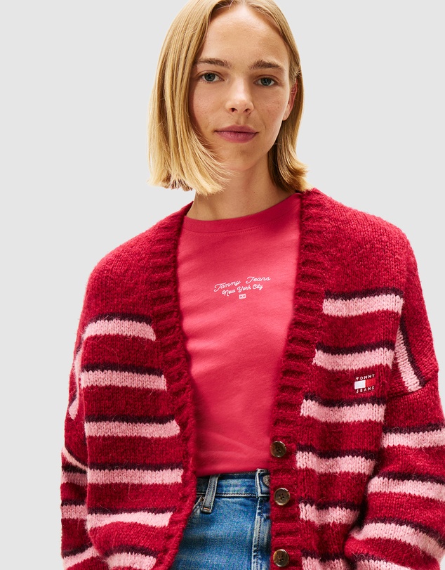 Tommy Jeans - Badge Stripe Fluffy Cardigan