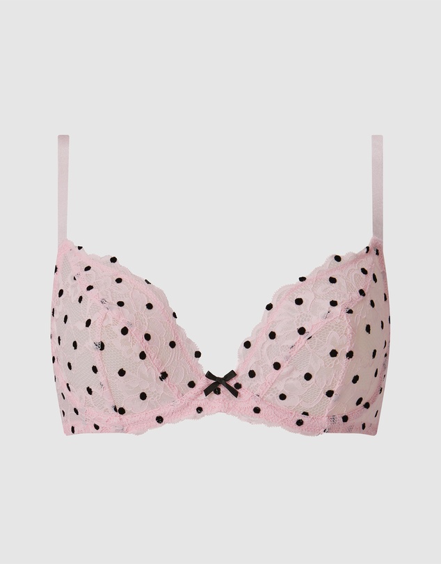 Ann Summers - Sexy Lace Flocked Non-Padded Plunge Bra