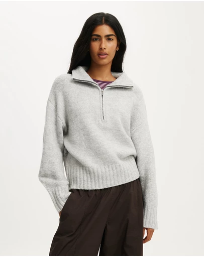 Cotton On - Luxe Funnel Zip Pullover