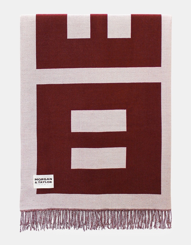 Morgan & Taylor - Willow Throw Blanket in Beige and Burgundy Red