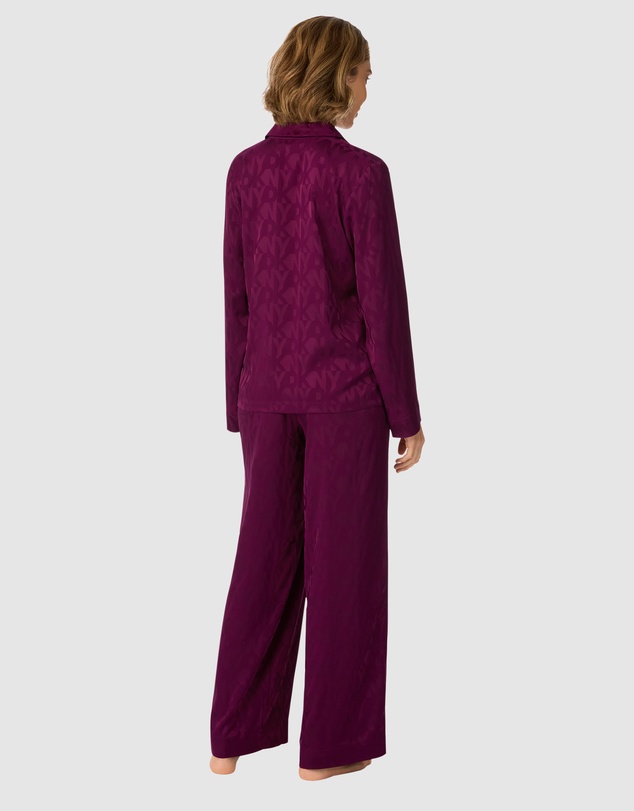 DKNY - Logo Satin Button-Up Long Sleeve Long Pyjama Set