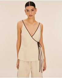 AERE - Linen Wrap Top