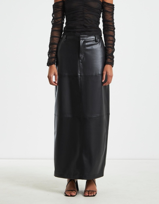 Alice In The Eve - Millie Leather Look Maxi Cargo Skirt