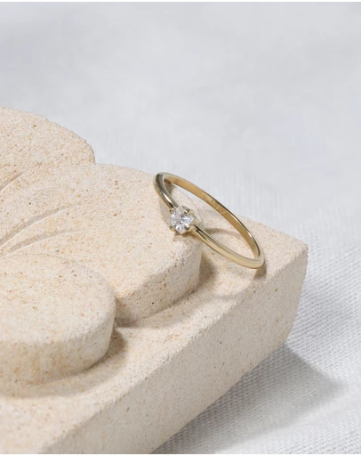 Elli Jewelry - Zirconia Engagement Ring in Gold-Plated 925 Silver