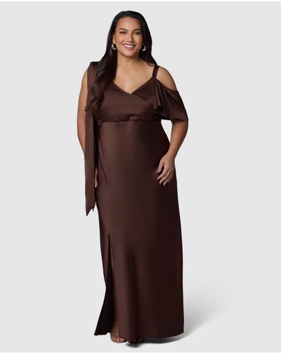 Pink Dusk by Curve Project - Tap In Satin Maxi Dress