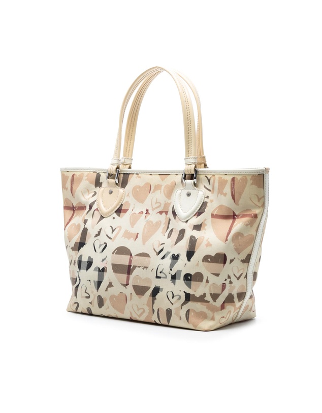 Pre-Loved by Azura Reborn - Pre-Loved House Check Coated Canvas Hearts Gracie Tote