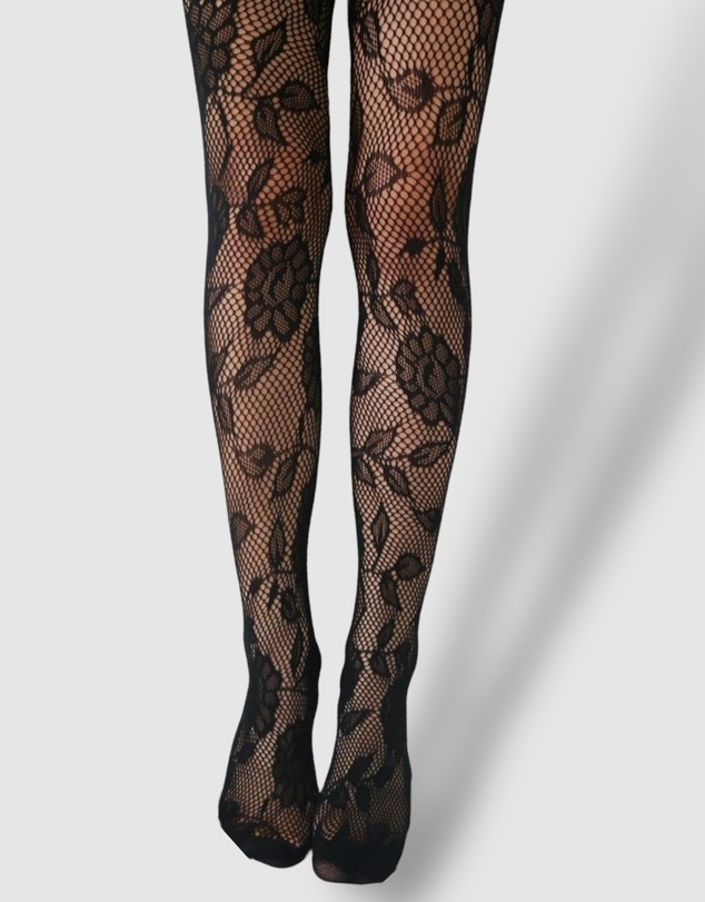 High Heel Jungle - Shadow Bloom Floral Fishnet Tights