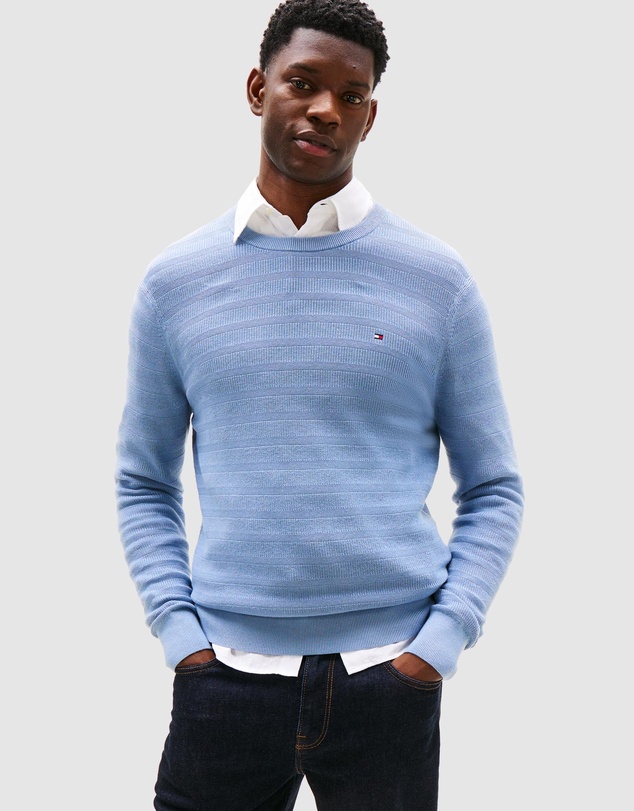 Tommy Hilfiger - Textured Stripe Crew Neck Jumper