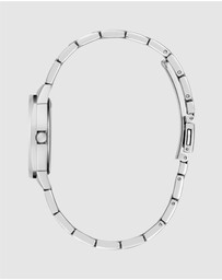 GUESS - Silver-Tone 30mm White Dial with Crystal Bezel Women's Watch
