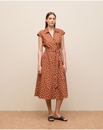 Trenery - Spot Poplin Cap Sleeve Shirt Dress in Burnt Orange