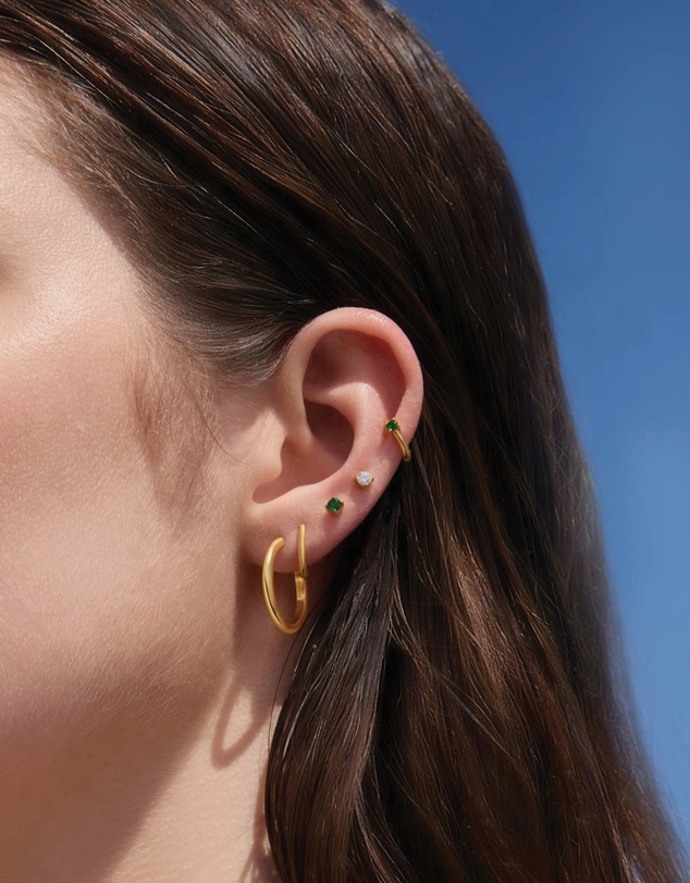 Ania Haie - Gold Green Stud Earrings