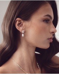 The White Collection - Helena - Freshwater Pearl Gold Bridal Earrings