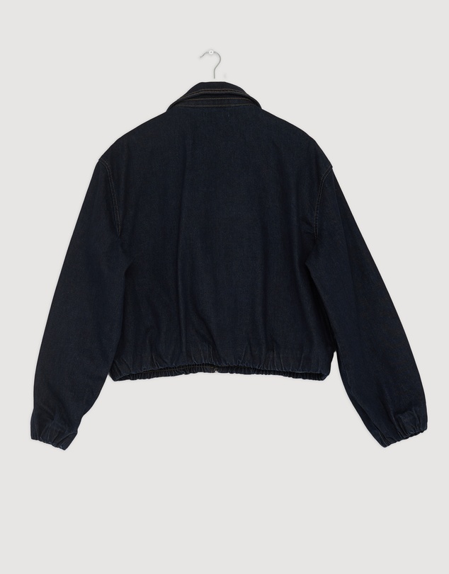 Revibe - Repaired Minima Esenciales Mara Bubble Hem Denim Bomber Jacket - AU 10