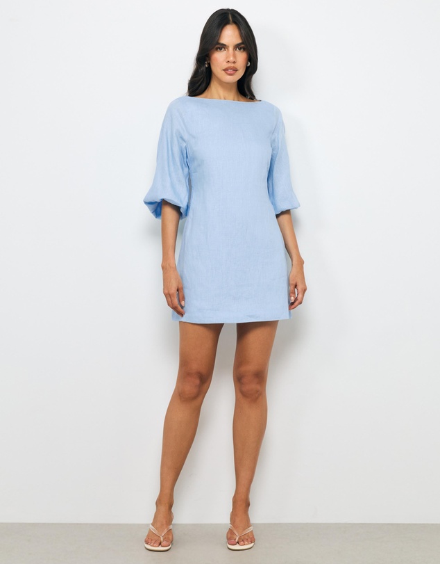 AERE - Emia Sleeved Linen Mini Dress