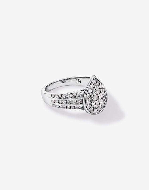 Michael Hill - 0.85 Carat TW Pear-Shaped Diamond Cluster Ring in Sterling Silver