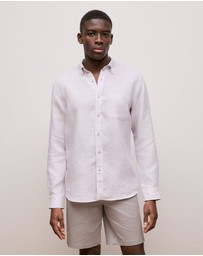 Trenery - Regular Fit Linen End On End Shirt in Orchid