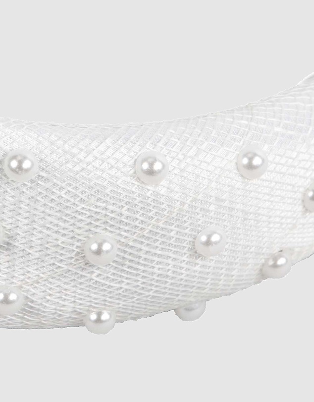 Max Alexander - White Sinamay Racing Fascinator Headband
