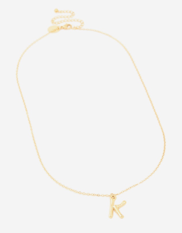 Lovisa - Waterproof Gold Plated Stainless Steel Bamboo Letter K Necklace