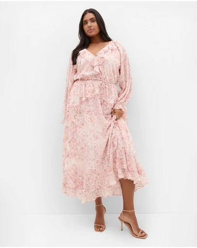City Chic - Glam Frill Print Maxi Dress