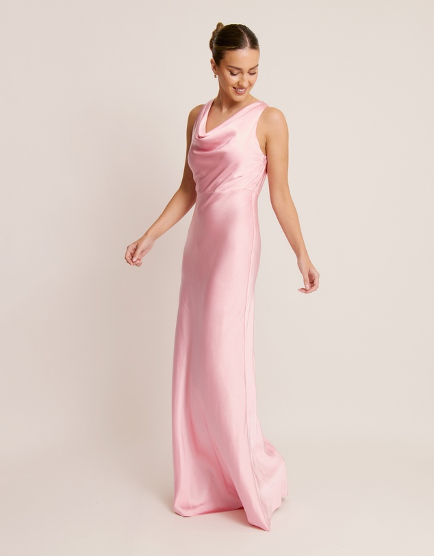 Six Stories - Cowl Front Satin Bridesmaid Dress