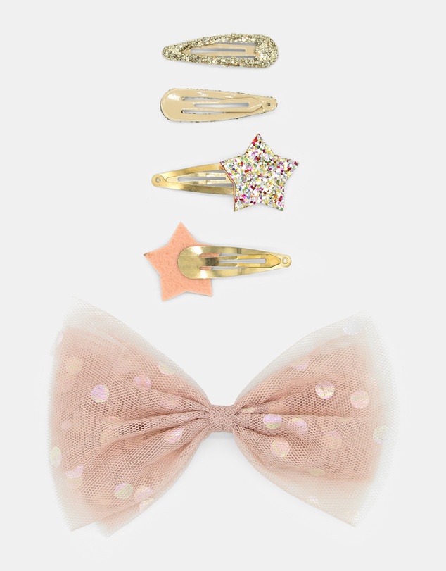 Morgan & Taylor - Star Bright Kids Clip Set in Sparkling Gold and Pink