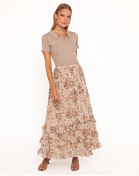 Petal & Pup - Kadie Maxi Skirt - Beige Floral