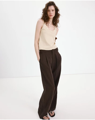 M.N.G - Sleeveless Top with Decorative Buttons