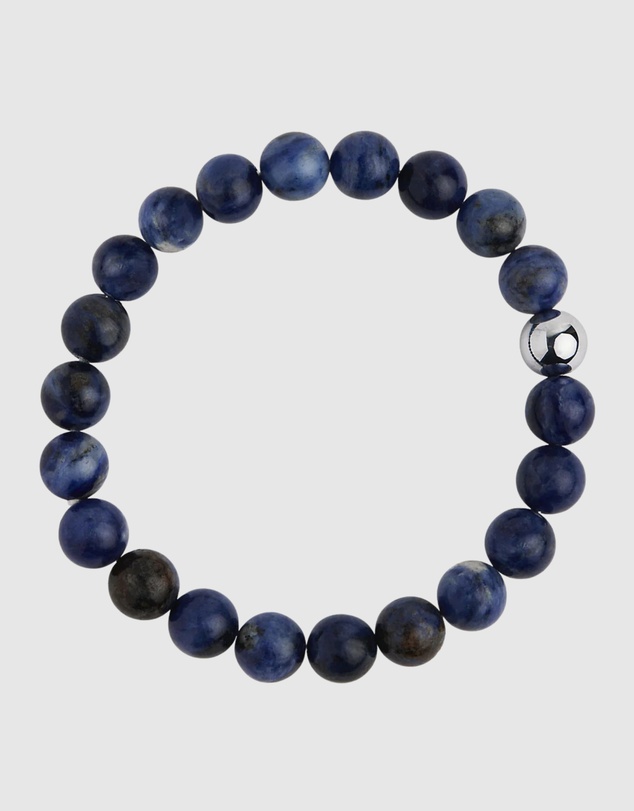 Najo - Apollo Men's 10mm Sodalite & Steel Elasticised Bracelet
