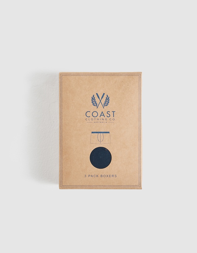 Coast Clothing - 3 Pack Navy Boxer Briefs