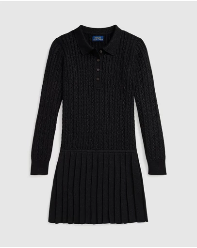 Polo Ralph Lauren - Metallic Mini-Cable Polo Sweater Dress - ICONIC EXCLUSIVE - Teens