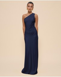 CHANCERY - Hallie Satin One Shoulder Drape Maxi Dress