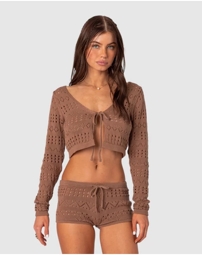 EDIKTED - Betsy Tie Front Knitted Cardigan