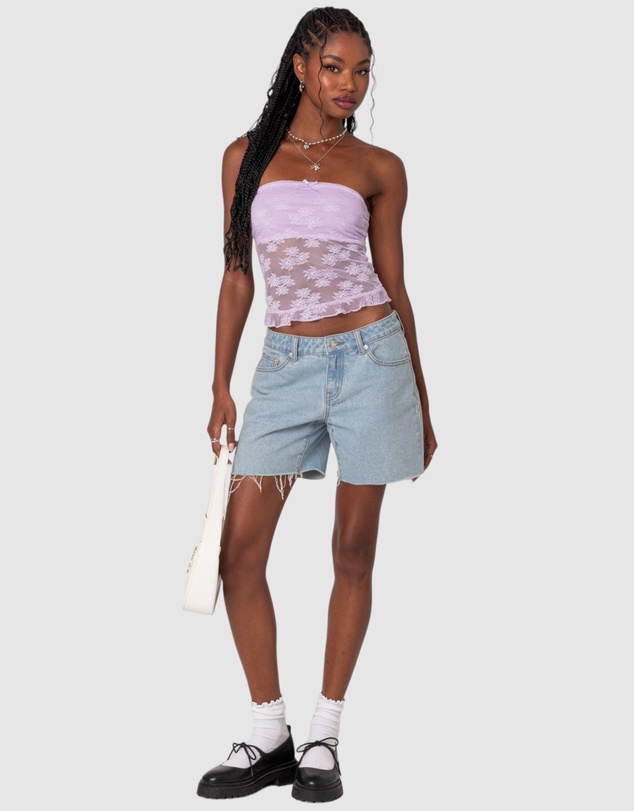 EDIKTED - Ballet Sheer Lace Tube Top
