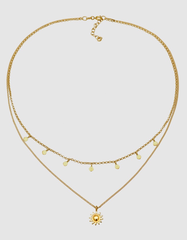 Elli Jewelry - Necklace Layer Sun 925 Sterling Silver Gold-plated