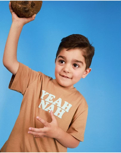 Skwosh - Yeah Nah Kids Slang Tee in Mocha
